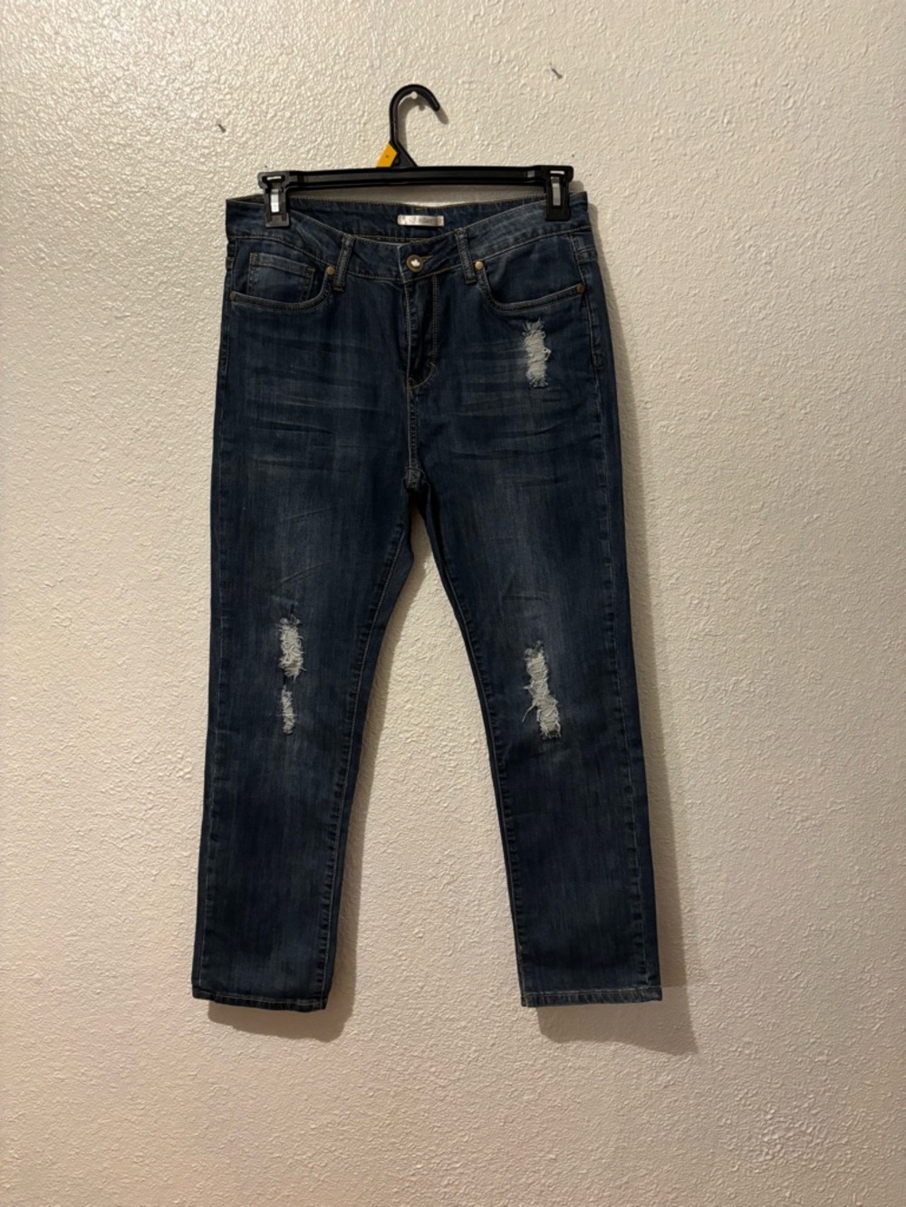 K Jordan Dark Blue Distressed Boyfriend Jeans